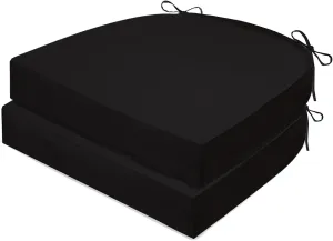Outdoor Chair Cushions Set of 2, Waterproof Memory Foam Patio Seat Cushions with Ties for Garden Sofa & Dining Furniture, 3-Year Color Fastness, 18x18x3 Inch, Black