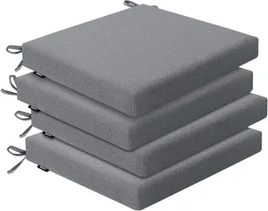 Outdoor Chair Cushions Set of 4, Water-Resistant & Fadeness 18.5"W x 16"D x 2.5"T Seat Cushion, High Density Foam with Dual Straps for Patio Garden Furniture Sofa Dining Chairs, Dark Grey