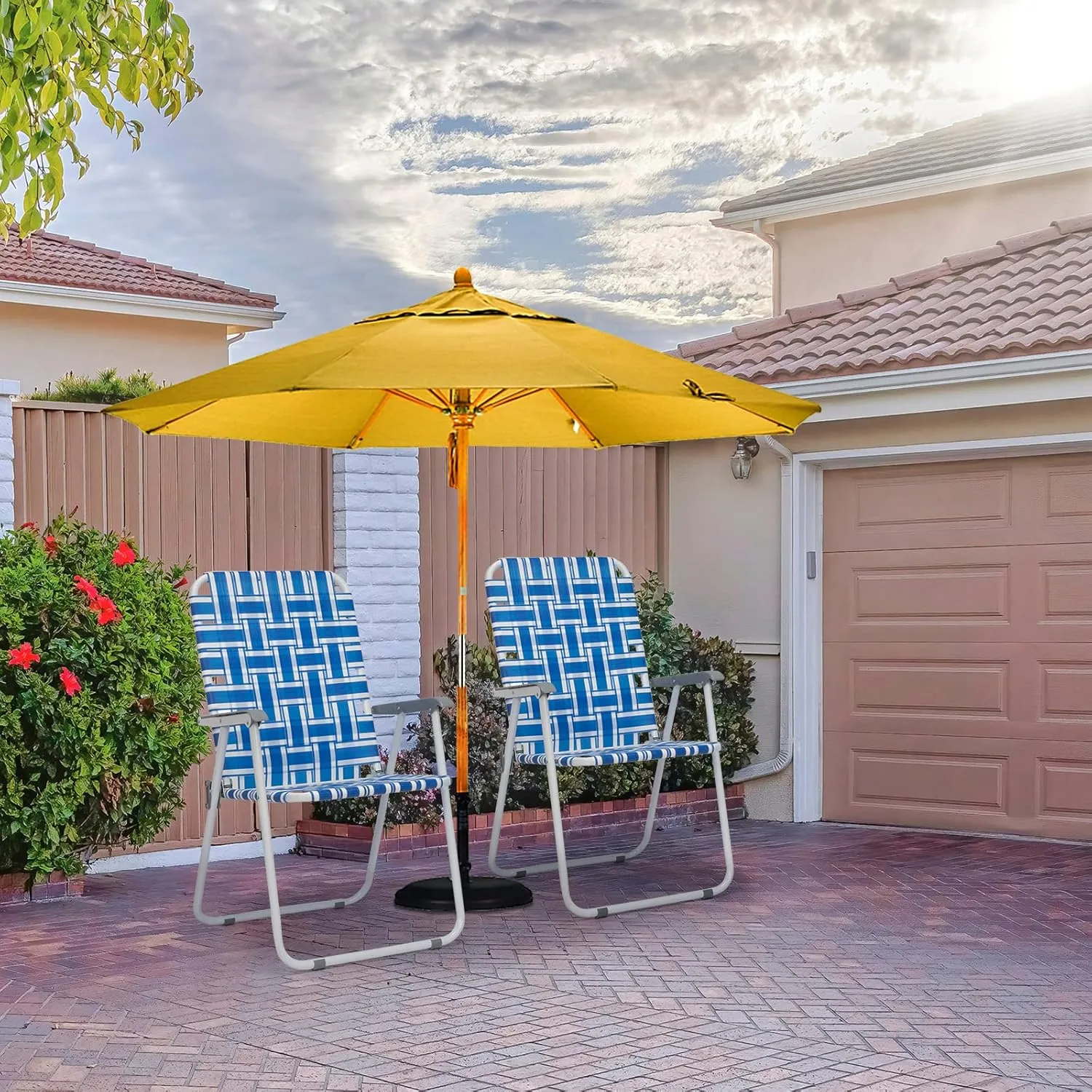 Outvita Webbed Lawn Chairs Set of 2, Foldable Metal Patio Chairs Stable Steel Outdoor Chair for Camping, Fishing, Beach, Poolside, Backyard and BBQ