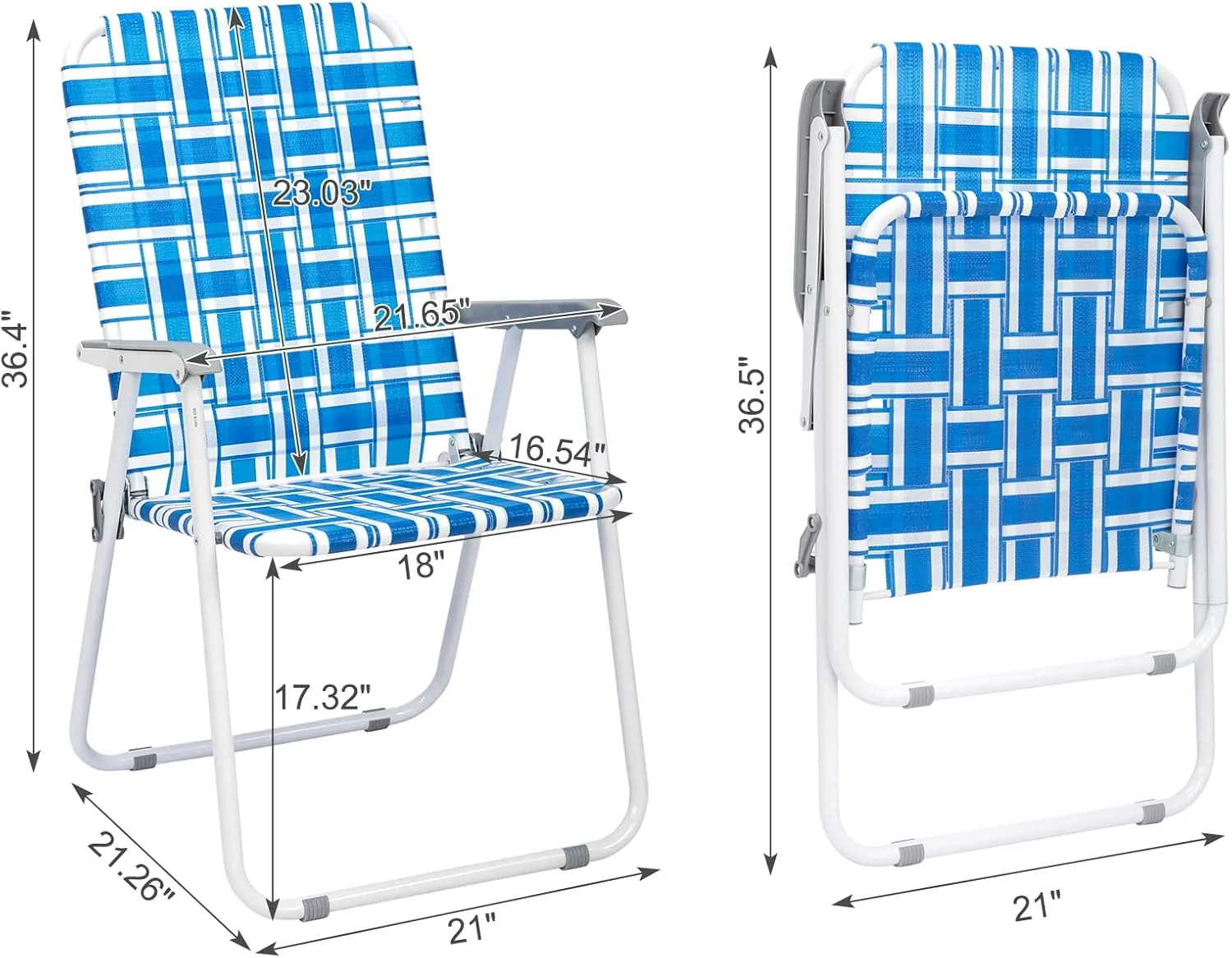 Outvita Webbed Lawn Chairs Set of 2, Foldable Metal Patio Chairs Stable Steel Outdoor Chair for Camping, Fishing, Beach, Poolside, Backyard and BBQ