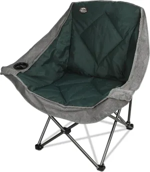 Oversized Folding Camping Chairs,Portable Heavy Duty Outdoor Padded Lawn Chair w/Cup Holder Perfect for Adults Picnic,Parties,Picnics and Beach Trips,Grey