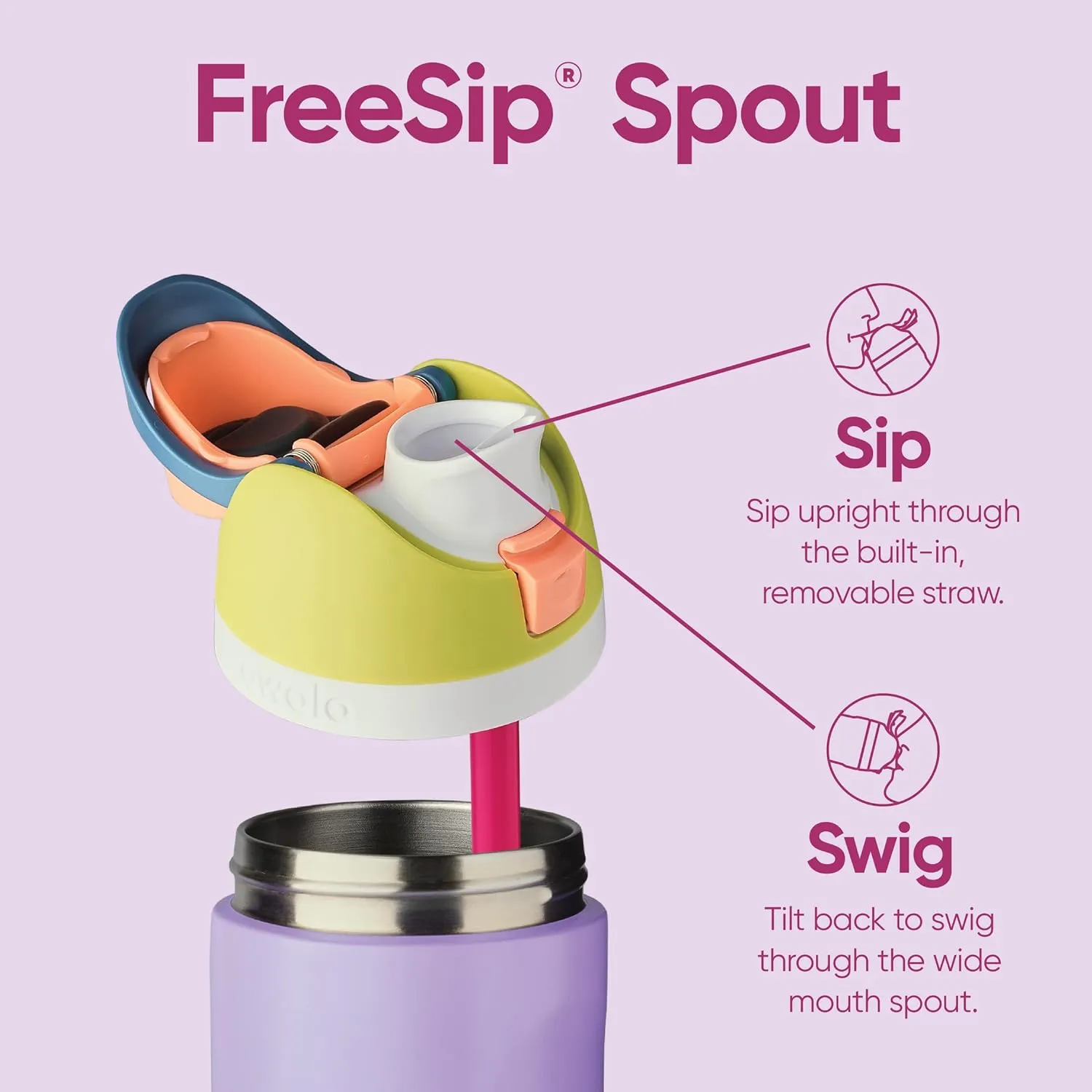 Owala FreeSip Insulated Stainless Steel Water Bottle with Straw, BPA-Free Sports Water Bottle, Great for Travel, 32 Oz, Shy Marshmallow