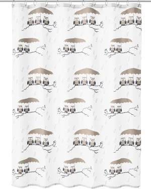 Owls PVC Free Fabric Shower Curtain 70.9x78.7in [180x200cm] – Taupe