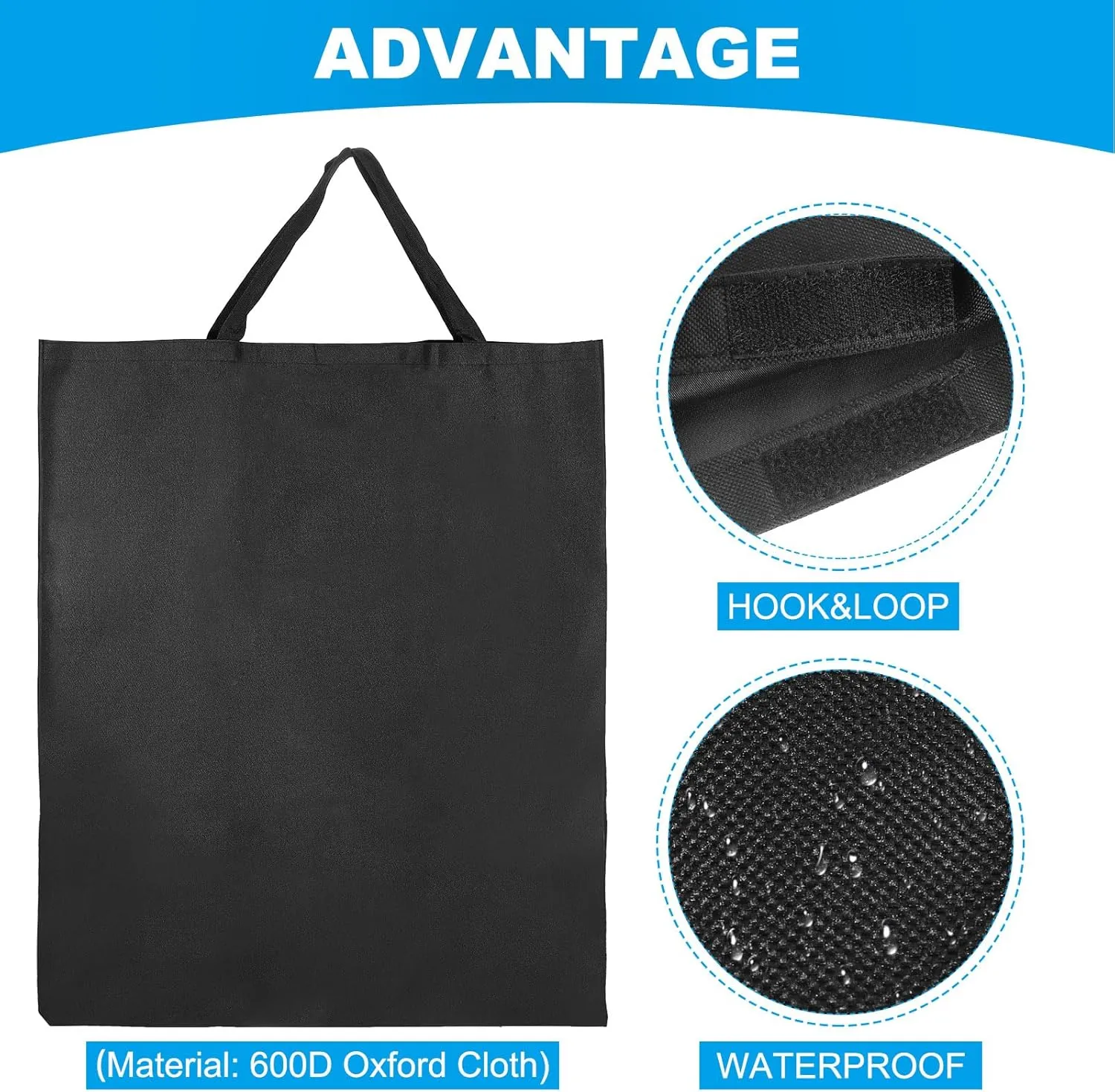 PATIKIL 30"x24" Camp Chair Bag Replacement Stadium Chair Carry Bag Folding Chair X-Storage Bag Moving Bag with Hook-and-Loop for Travel Outdoor Camping, Black