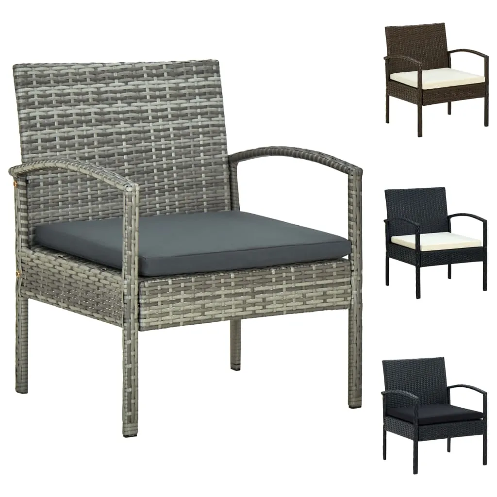 Patio Chair Patio Dining Chair for Deck Garden with Cushion Poly Rattan