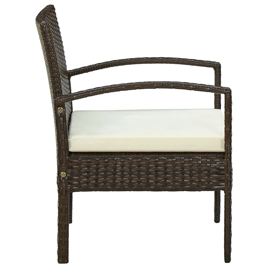 Patio Chair Patio Dining Chair for Deck Garden with Cushion Poly Rattan