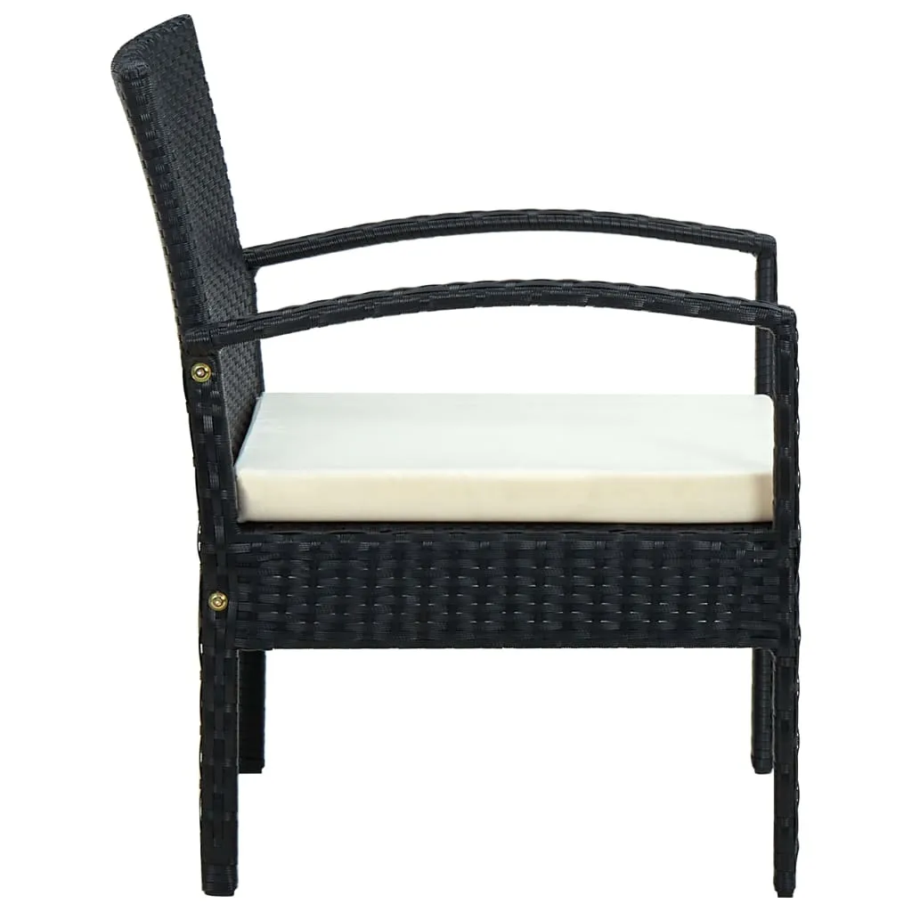 Patio Chair Patio Dining Chair for Deck Garden with Cushion Poly Rattan