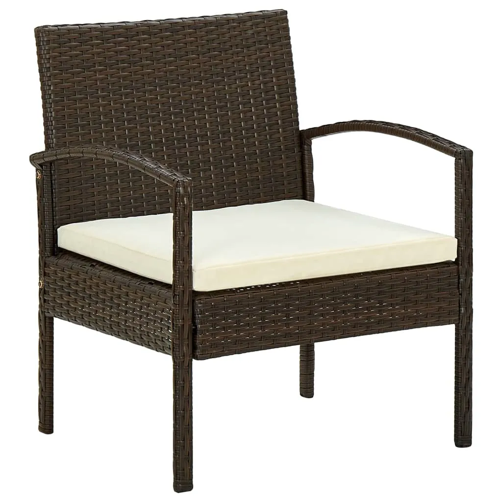 Patio Chair Patio Dining Chair for Deck Garden with Cushion Poly Rattan