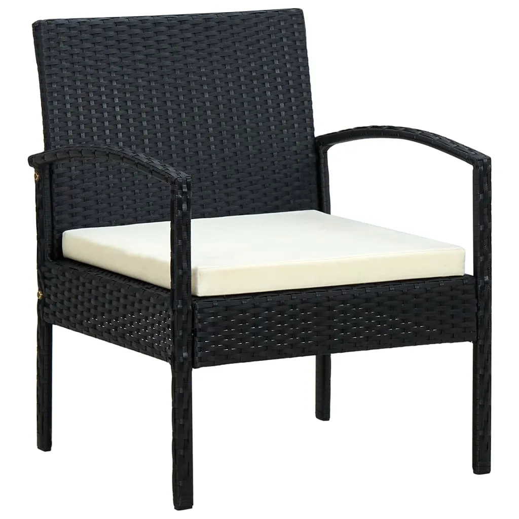 Patio Chair Patio Dining Chair for Deck Garden with Cushion Poly Rattan