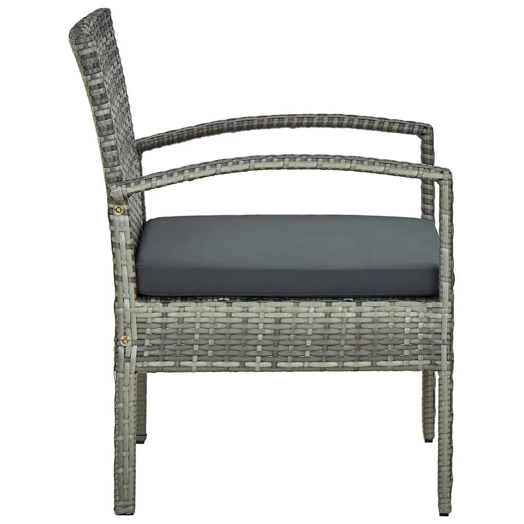 Patio Chair Patio Dining Chair for Deck Garden with Cushion Poly Rattan