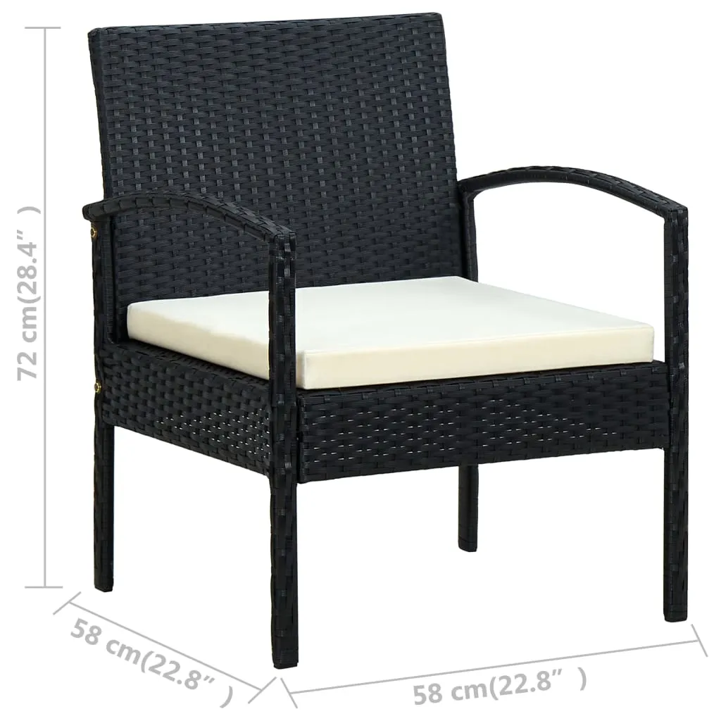 Patio Chair Patio Dining Chair for Deck Garden with Cushion Poly Rattan