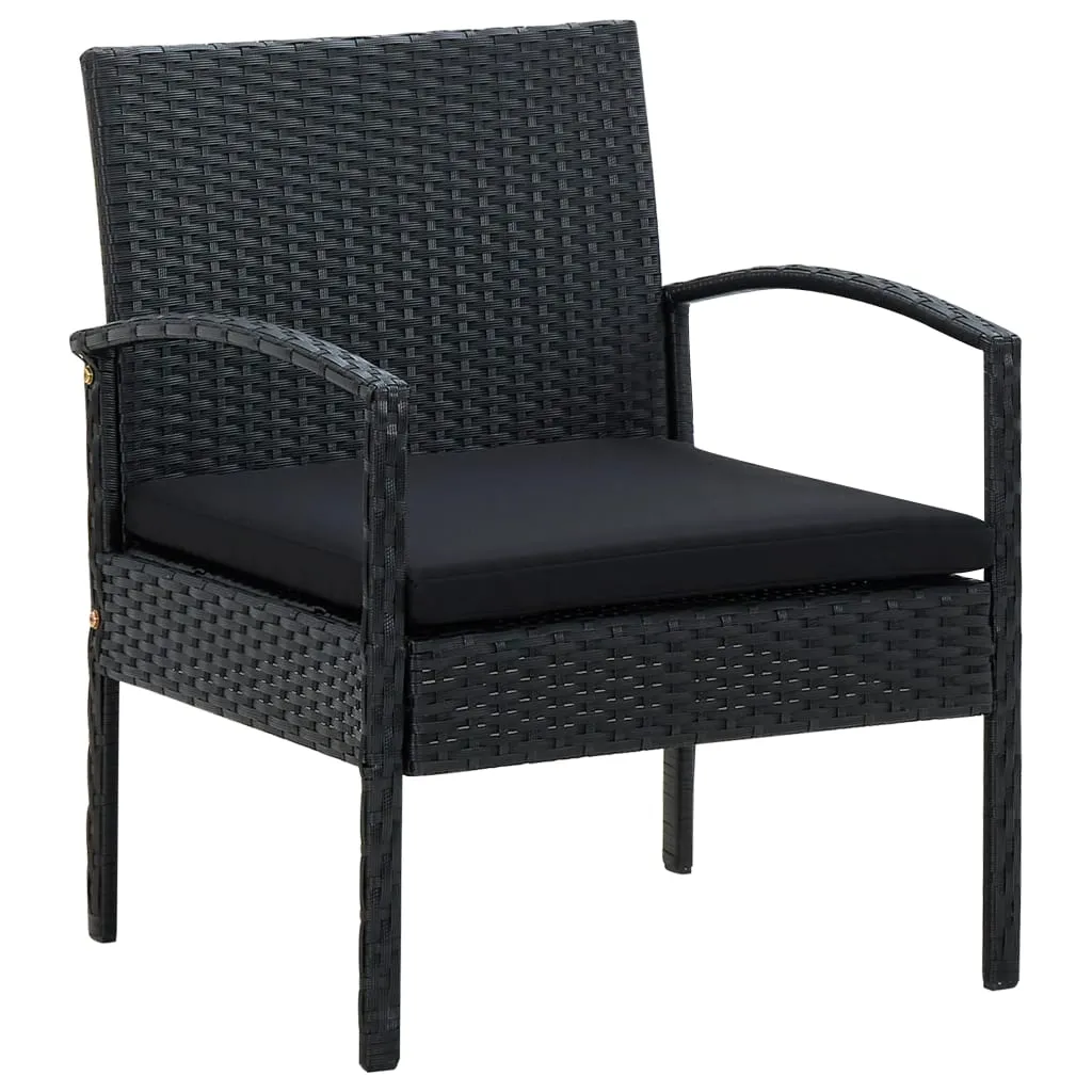 Patio Chair Patio Dining Chair for Deck Garden with Cushion Poly Rattan