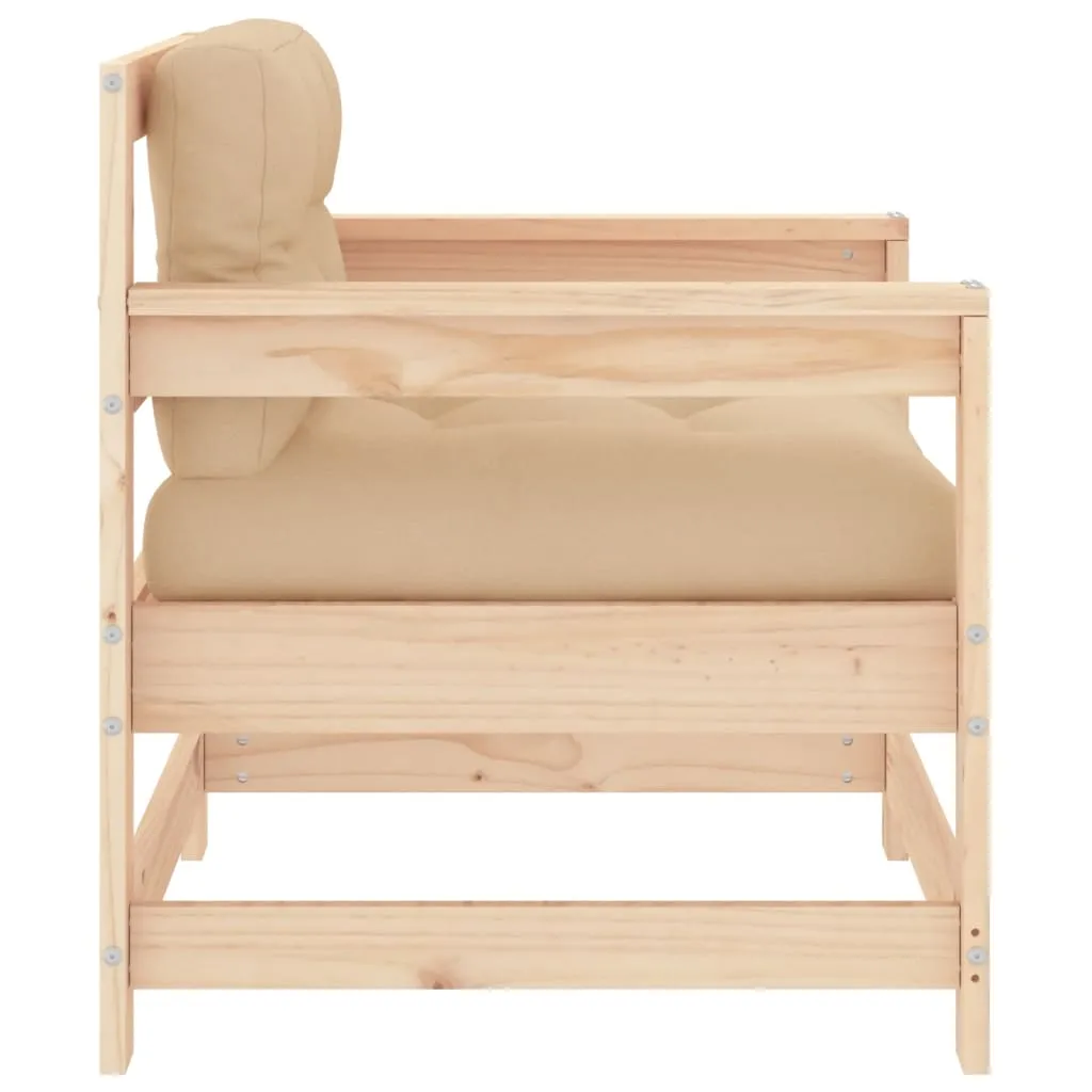 Patio Chairs with Cushions 2 pcs Solid Wood Pine