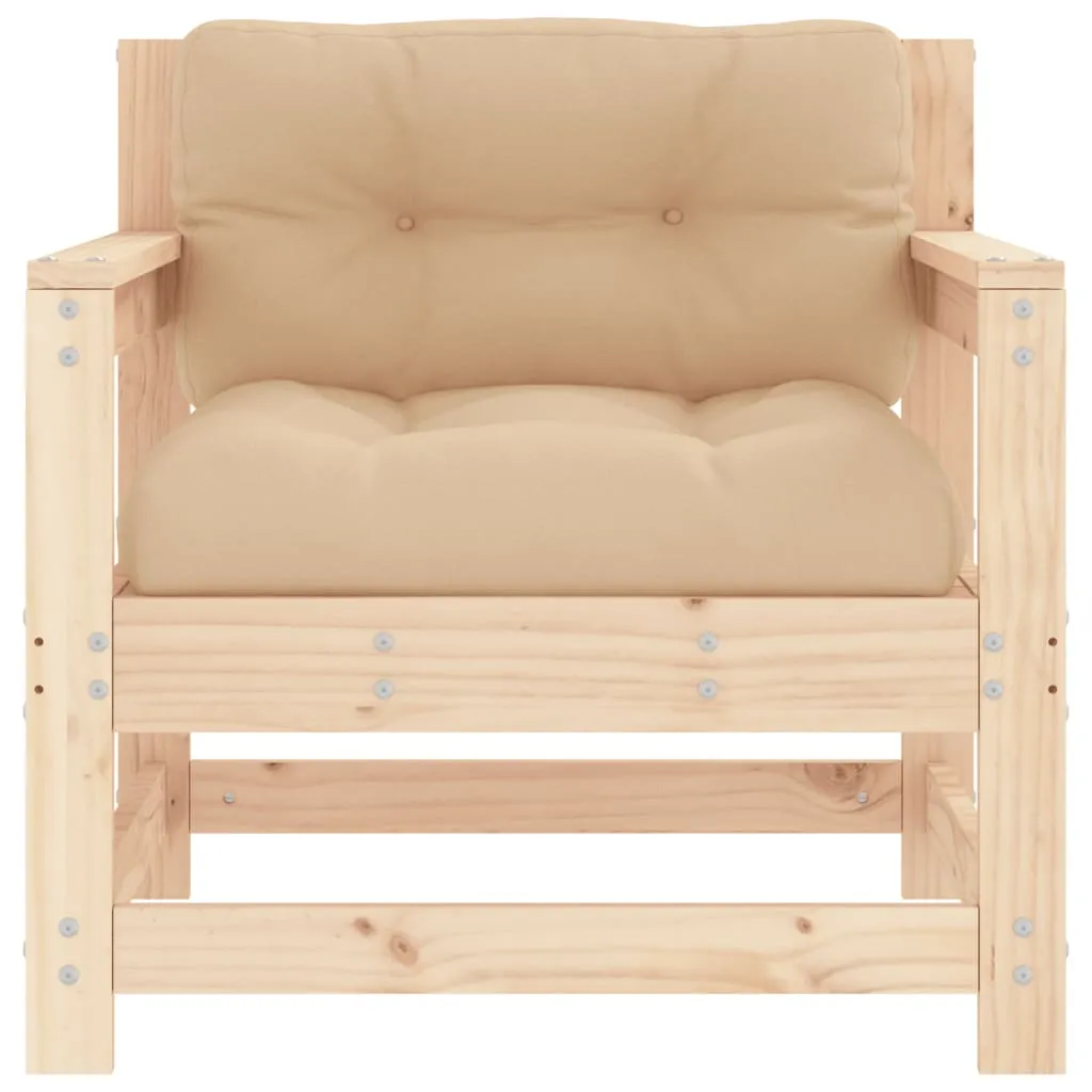 Patio Chairs with Cushions 2 pcs Solid Wood Pine