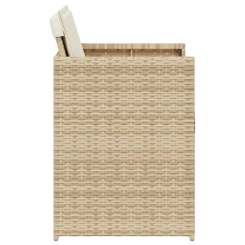 Patio Chairs with Cushions 4 pcs Beige Poly Rattan
