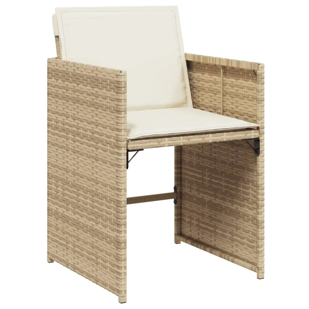 Patio Chairs with Cushions 4 pcs Beige Poly Rattan