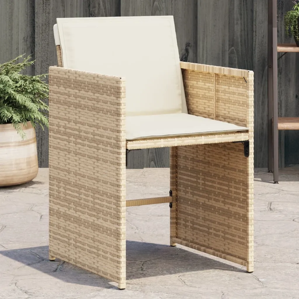 Patio Chairs with Cushions 4 pcs Beige Poly Rattan
