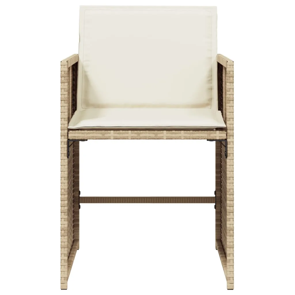 Patio Chairs with Cushions 4 pcs Beige Poly Rattan