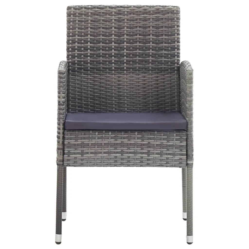 Patio Chairs with Dark Gray Cushions 2 pcs Gray Poly Rattan
