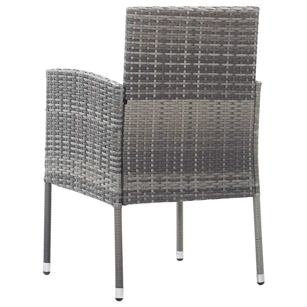 Patio Chairs with Dark Gray Cushions 2 pcs Gray Poly Rattan