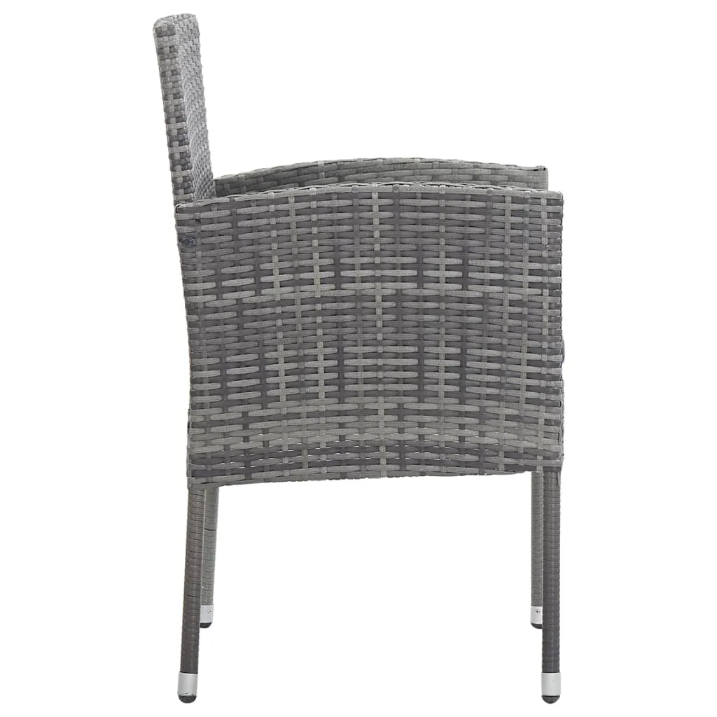 Patio Chairs with Dark Gray Cushions 2 pcs Gray Poly Rattan