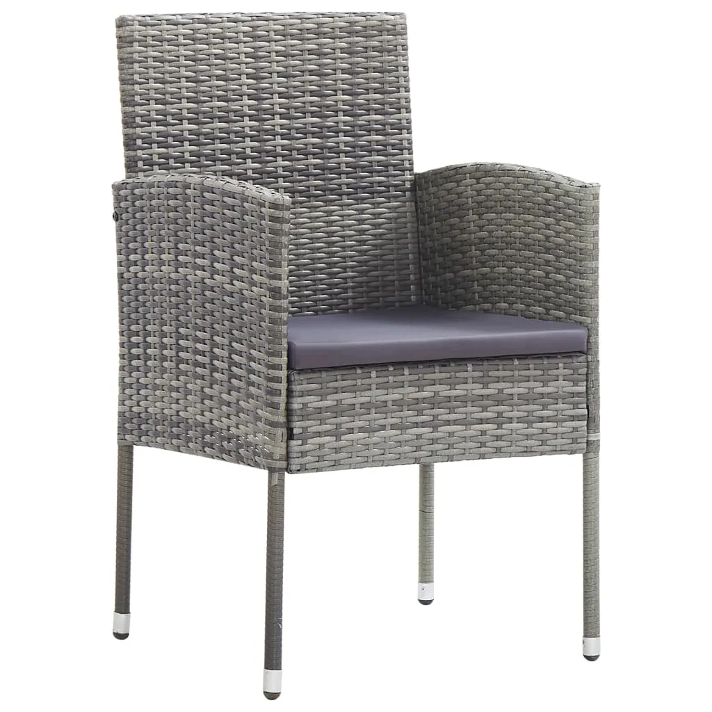 Patio Chairs with Dark Gray Cushions 2 pcs Gray Poly Rattan