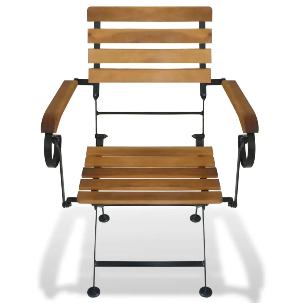 Patio Folding Chairs 4 Pcs Bistro Chair Steel and Solid Wood Acacia