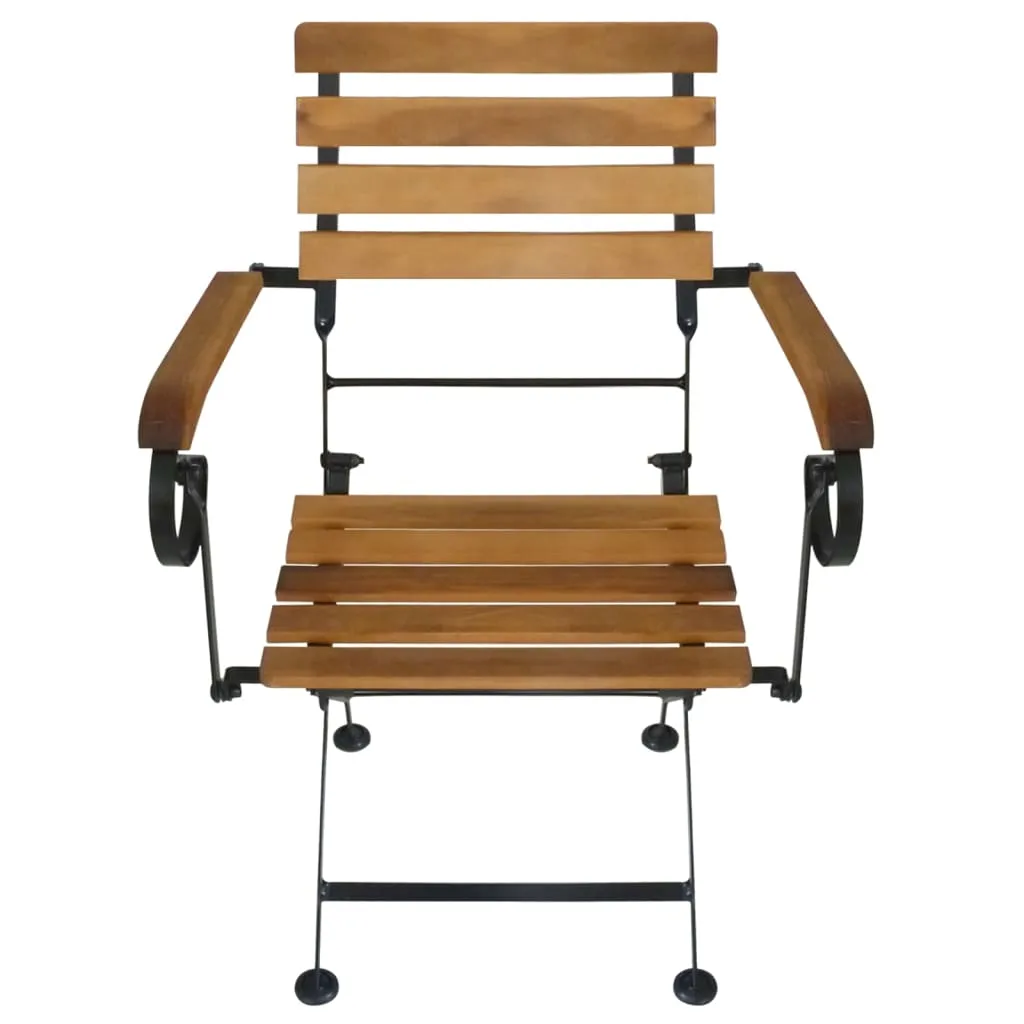 Patio Folding Chairs 4 Pcs Bistro Chair Steel and Solid Wood Acacia