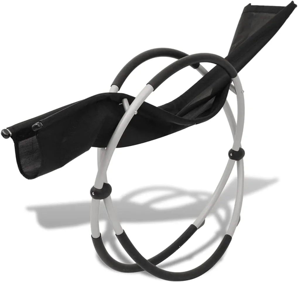 Patio Geometrical Sun Lounger Steel Black and Graypatio Recliner Camping Chairs Tanning chairSuitable for Garden Courtyard