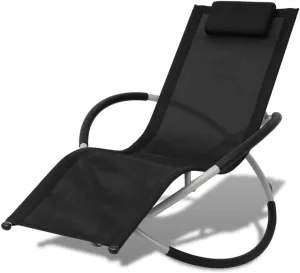 Patio Geometrical Sun Lounger Steel Black and Graypatio Recliner Camping Chairs Tanning chairSuitable for Garden Courtyard