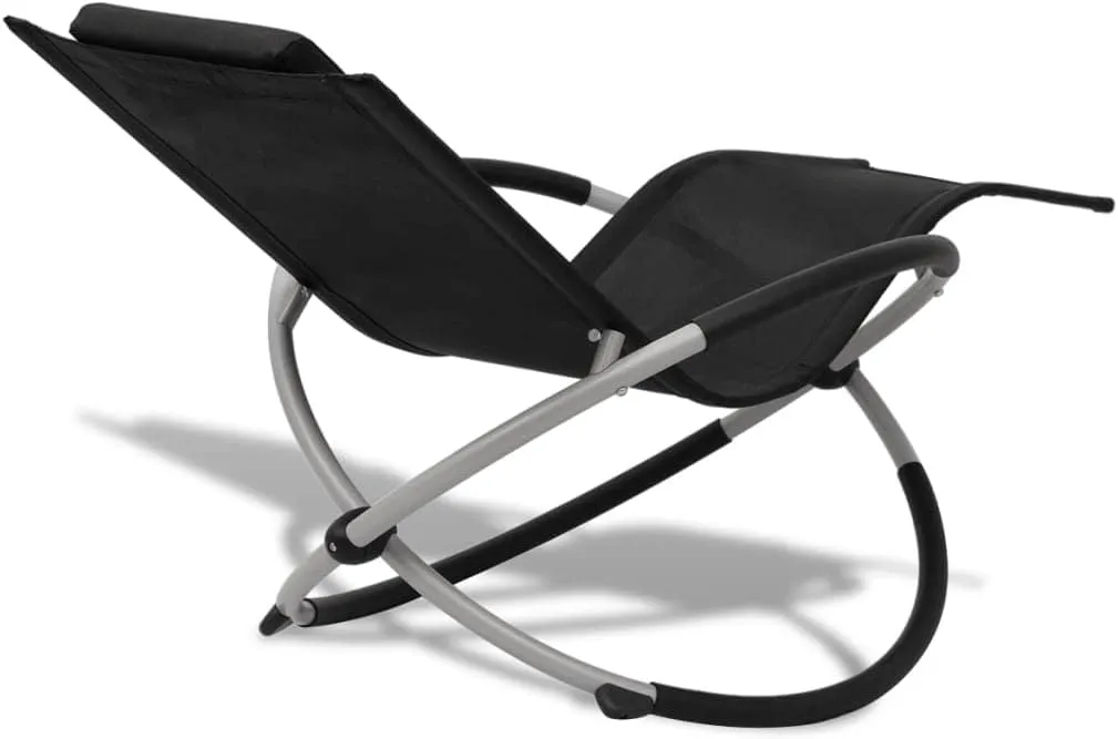 Patio Geometrical Sun Lounger Steel Black and Graypatio Recliner Camping Chairs Tanning chairSuitable for Garden Courtyard
