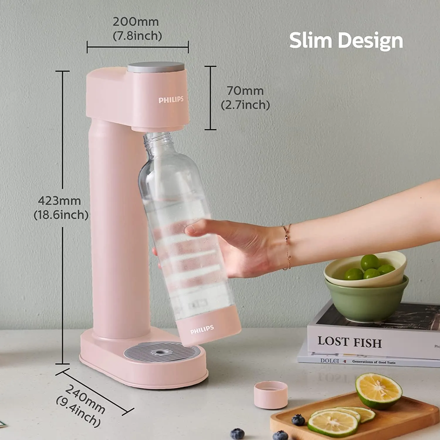 PHILIPS ADD4901PKO Sparkling Water Maker, 1L Bottle, Plastic-Pink