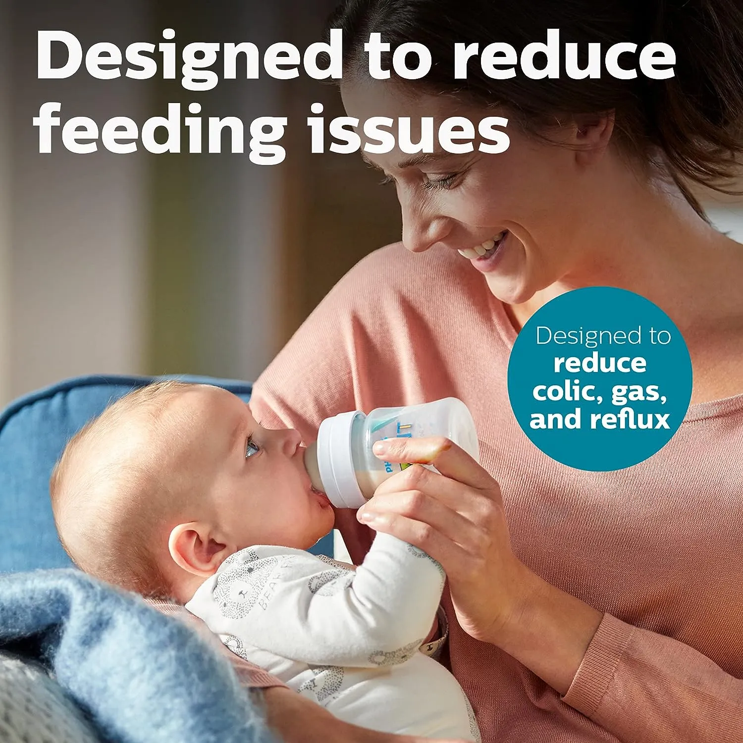 Philips Avent Anti-Colic Baby Bottles with AirFree Vent, 9oz, Clear, SCY703/04 & Natural Response Baby Bottle Nipples Flow 1, 4pk, SCY961/04 & Anti-Colic Baby Bottle Flow 1 Nipple