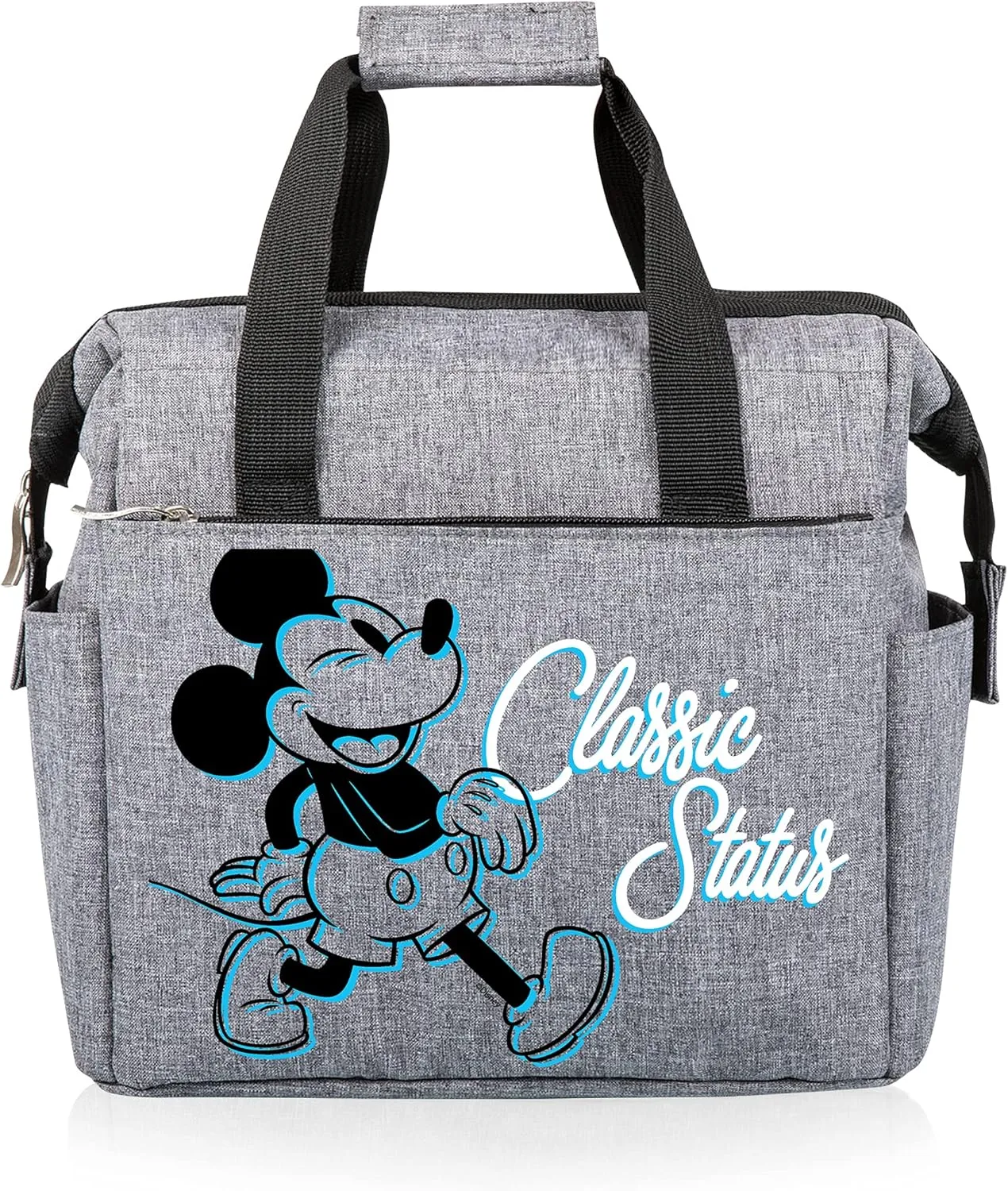 PICNIC TIME Disney Mickey Mouse On The Go Lunch Bag, Soft Cooler Lunch Box, Insulated Lunch Bag, (Heathered Gray)