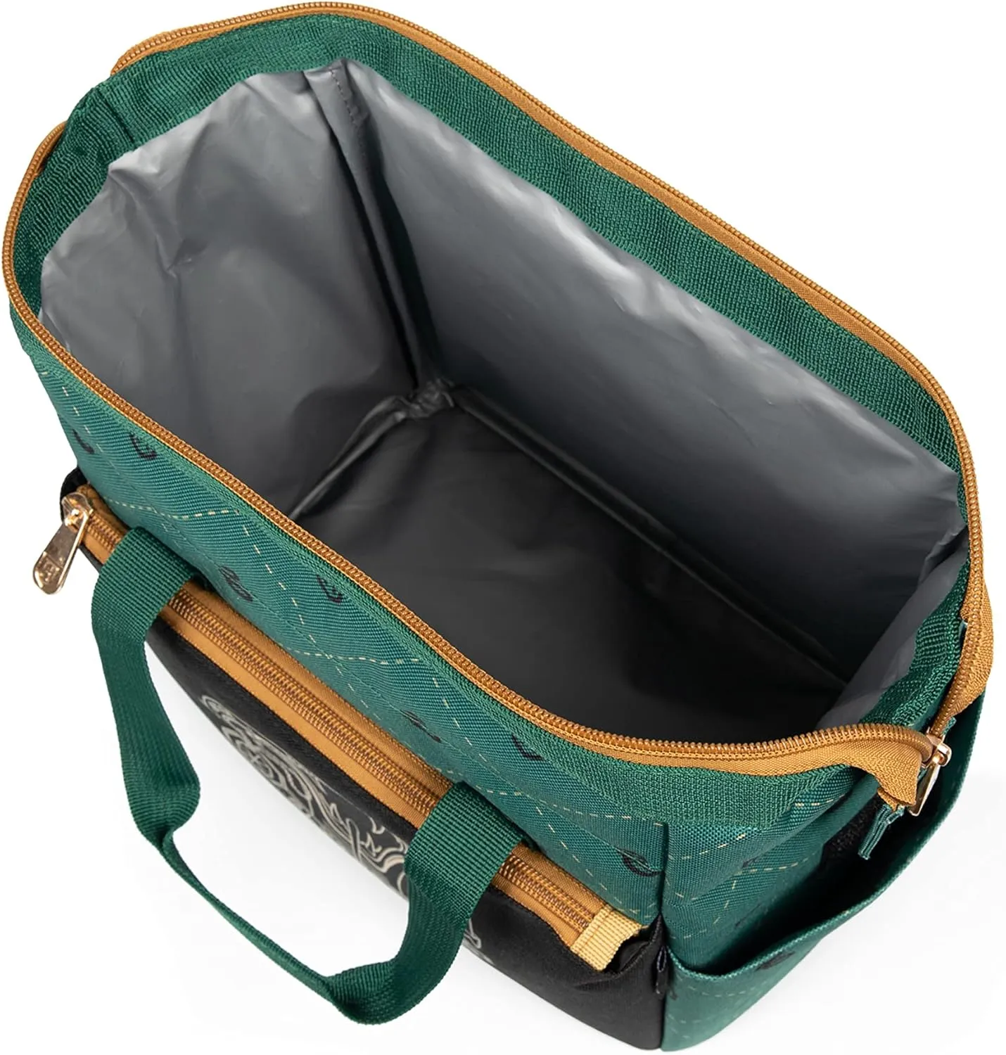 PICNIC TIME Harry Potter Slytherin On The Go Lunch Cooler, Soft Cooler Lunch Box, Insulated Lunch Bag, (Black with Green Accents)