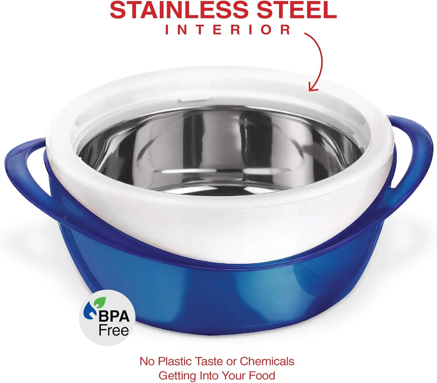 Pinnacle Large Insulated Casserole Dish with Lid 3.6 qt. Elegant Hot Pot Food Warmer/Cooler -Thermal Soup/Salad Serving Bowl Stainless Steel Hot Food Container–Best Gift Set for Moms –Holidays Blue