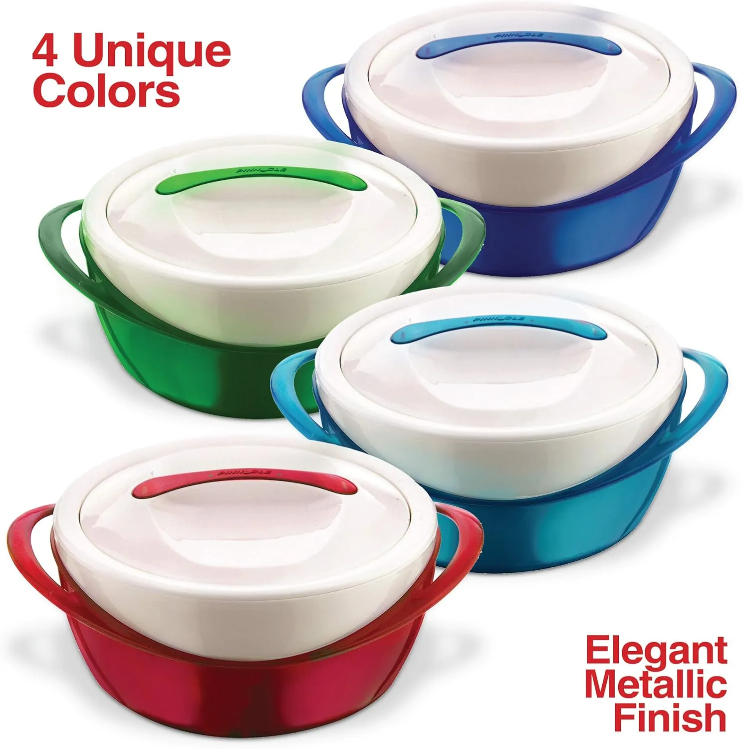 Pinnacle Large Insulated Casserole Dish with Lid 3.6 qt. Elegant Hot Pot Food Warmer/Cooler -Thermal Soup/Salad Serving Bowl Stainless Steel Hot Food Container–Best Gift Set for Moms –Holidays Blue