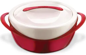 Pinnacle Large Insulated Casserole Dish with Lid 3.6 qt. Elegant Hot Pot Food Warmer/Cooler -Thermal Soup/Salad Serving Bowl Stainless Steel Hot Food Container–Best Gift Set for Moms –Holidays Red