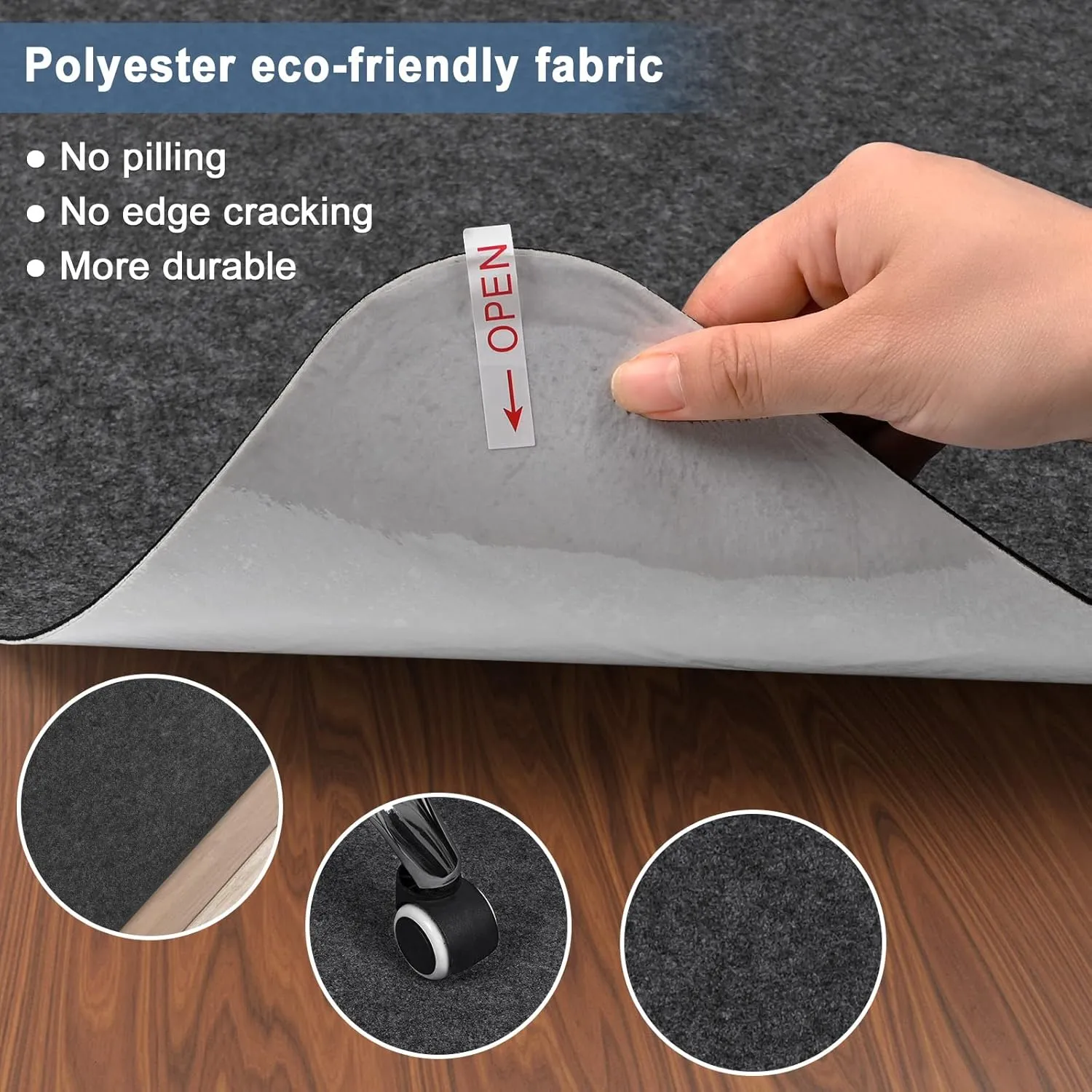 Placoot Office Chair Mat for Hardwood Floor, 55"x35" Computer Chair Rug, Under Desk Mat, Large Anti-Slip Floor Protector for Home Office
