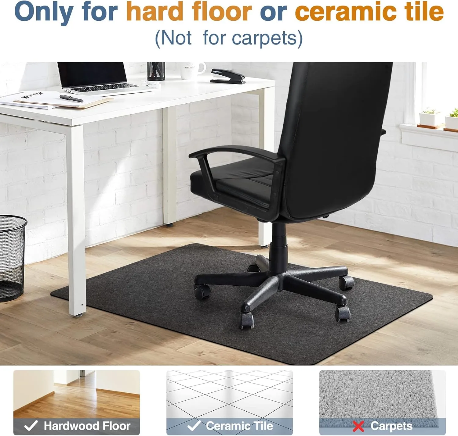 Placoot Office Chair Mat for Hardwood Floor, 55"x35" Computer Chair Rug, Under Desk Mat, Large Anti-Slip Floor Protector for Home Office