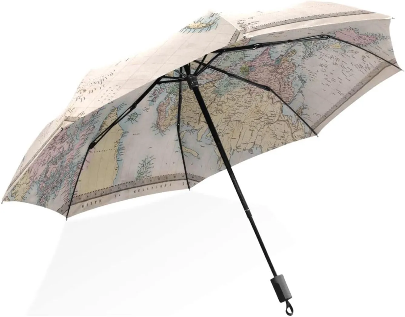 Poeticcity Unisex Manual Folding Rain Umbrella, Foldable Durable Sun Parasol, Collapsible Compact Windproof Portable Umbrellas for Travel