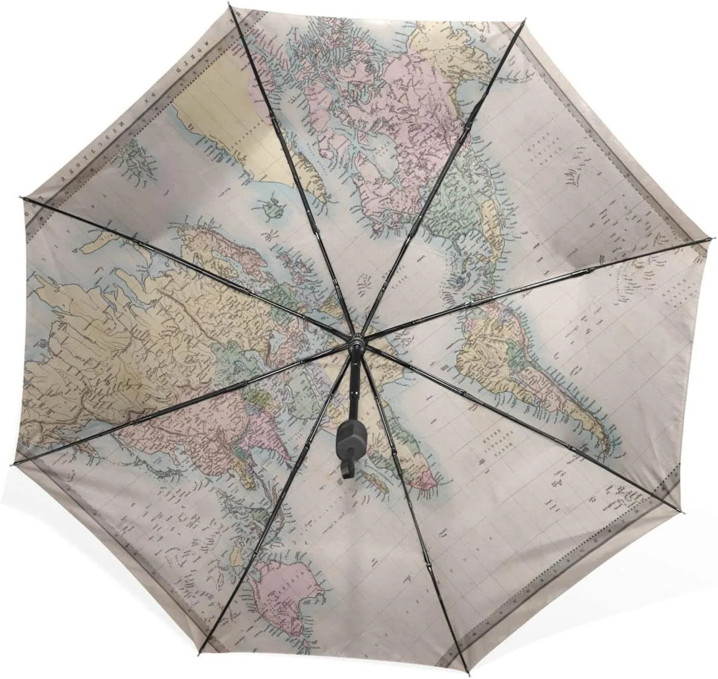 Poeticcity Unisex Manual Folding Rain Umbrella, Foldable Durable Sun Parasol, Collapsible Compact Windproof Portable Umbrellas for Travel