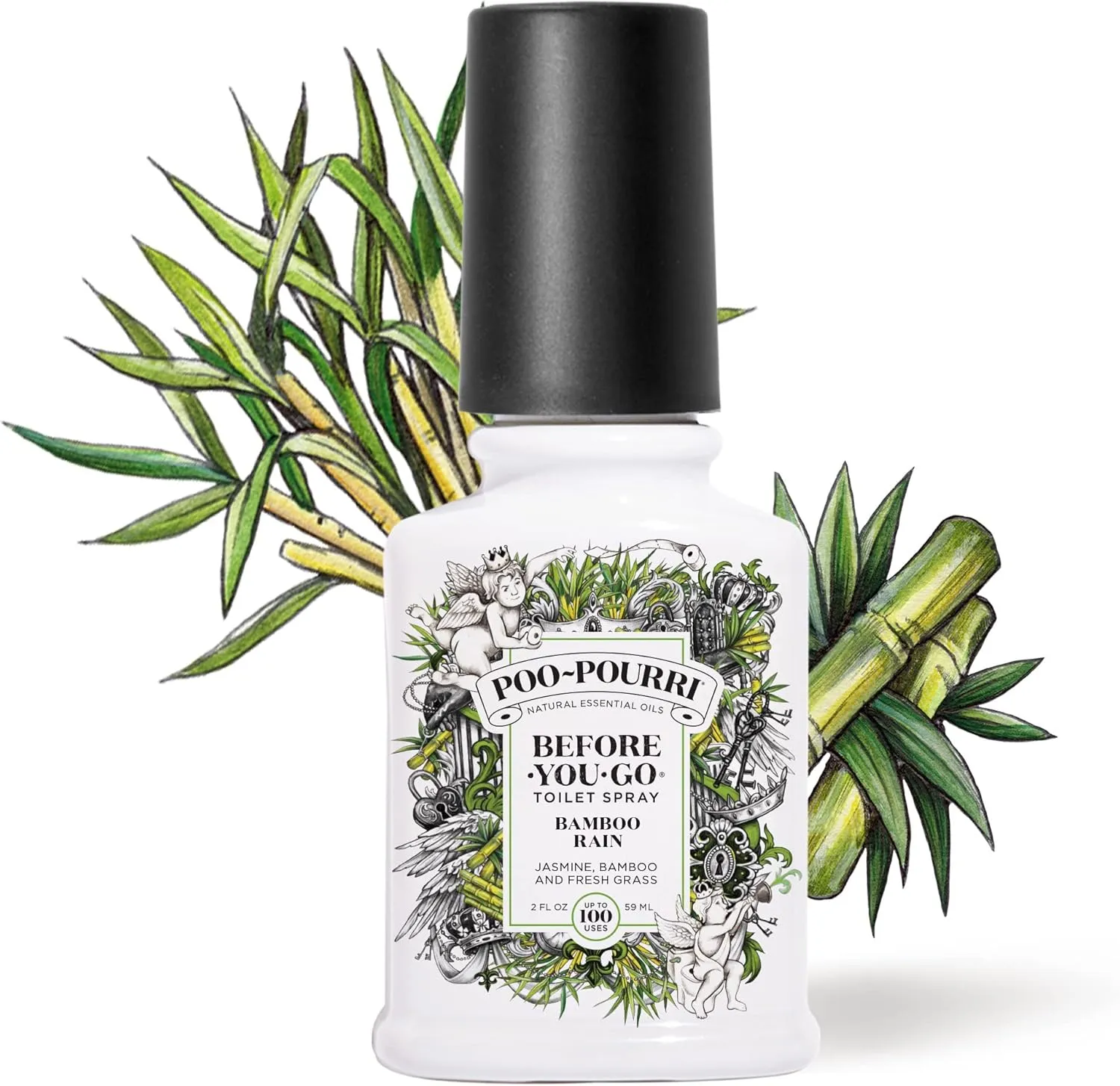 Poo-Pourri Before-You-Go Toilet Spray, Bamboo Rain, 2 Fl Oz - Jasmine, Bamboo and Fresh Grass (Pack of 2)