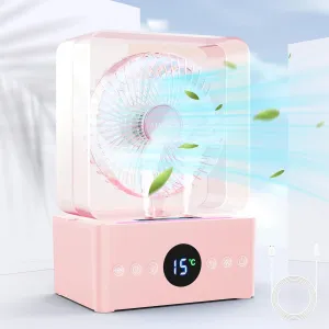 Portable 1000ml Air Cooler - 3 Speeds, 12H Timer, Mist - Pink