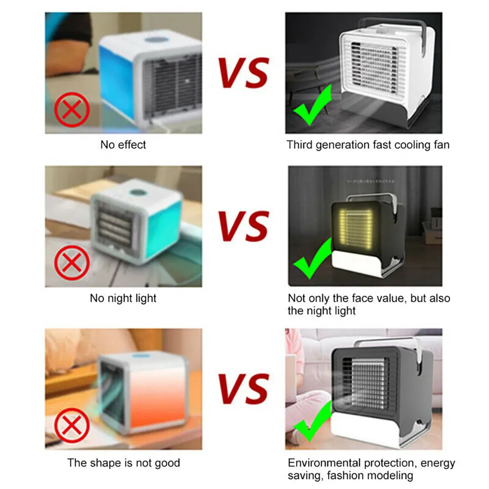 Portable Air Conditioner - 4 In 1 Mini Cool Fan with Humidifier, Night Light & Quiet Operation