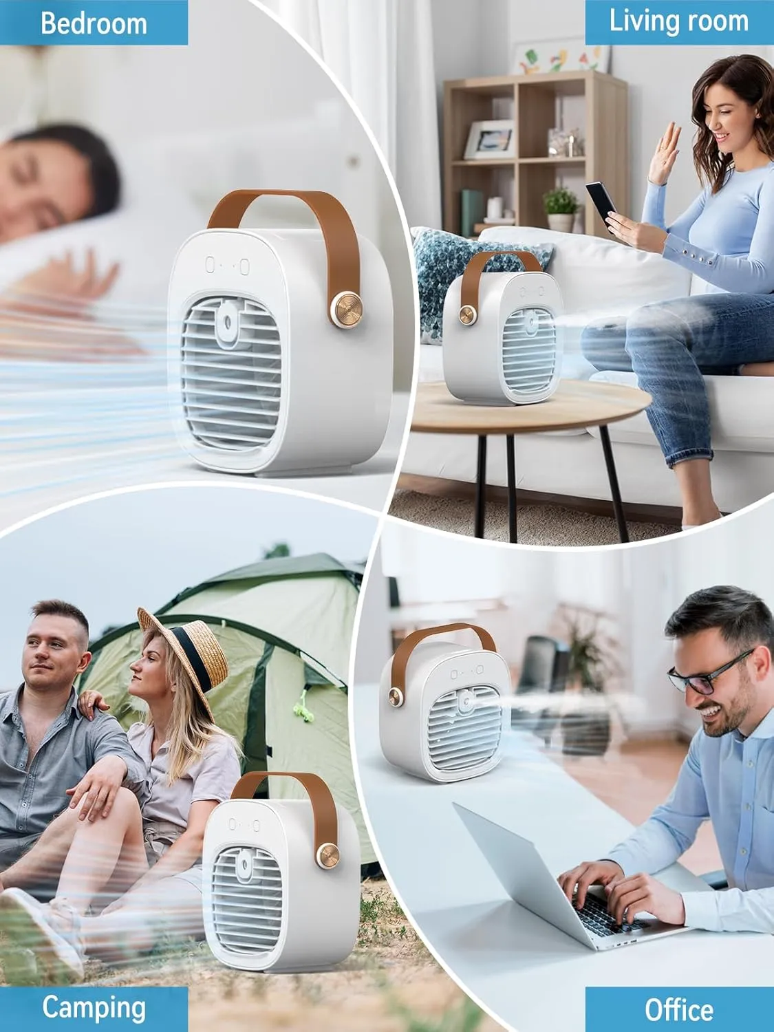 Portable Air Conditioner -5200mAh Rechargeable Mini Air Conditioner with 3 Speed Settings, 5-10 Hours Runtime,Quiet Desk Cooling Fan, Personal Air Cooler for Home, Bedroom, Travel, Office, Outdoor