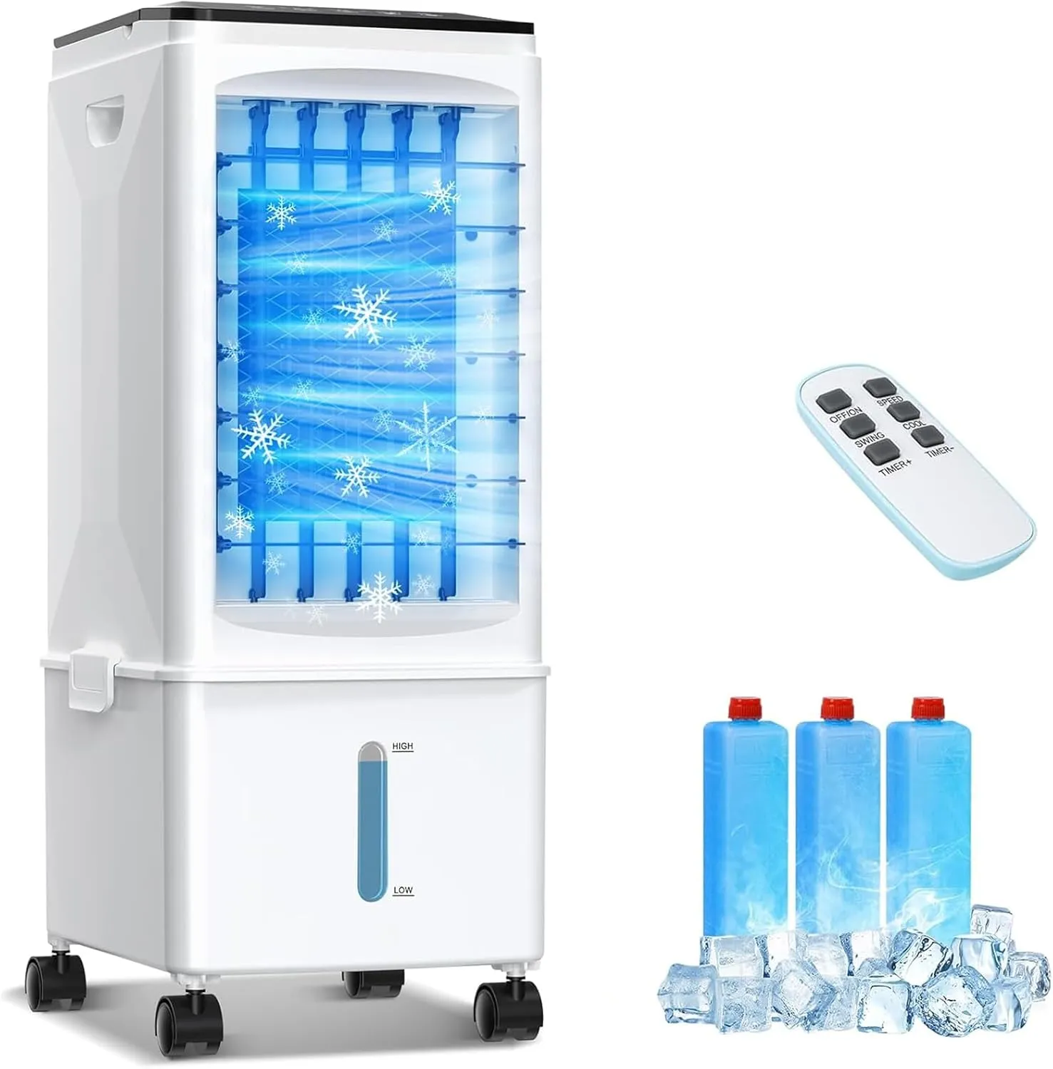 Portable Air Conditioners, 3-IN-1 Evaporative Air Cooler, 2.5 Gal Fast Cooling Portable AC Unit w/Remote & Timer, 3 Speed Quiet Swamp Cooler, Windowless Air Conditioner Fan for Room Office Garage
