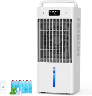 Portable Air Conditioners, 3-IN-1 Swamp Cooler, Evaporative Air Cooler, 6 Speeds & 3 Modes, 3-Gal Water Tank for Cooling, 16 FT/S Remote Control, Windowless Air Conditioner for Indoors