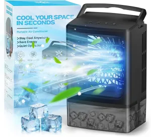 Portable Air Conditioners - Evaporative Air Cooler - Mini Personal Air Conditioner - 4-in-1 Small Ice Fan Air Cooler for Bedroom Camping Office