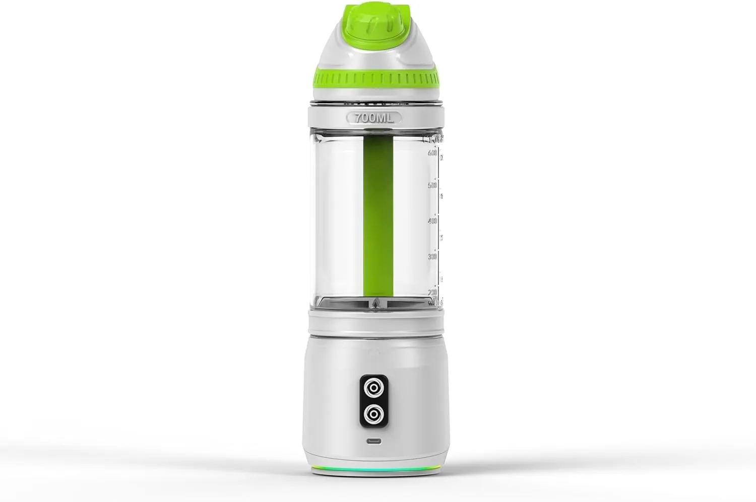 Portable Blender for Smoothies and Shakes, Anti-Jamming, 24oz USB-C Rechargeable, BPA-Free, Electric Protein Shaker Bottle with Travel Lid for Kitchen, Gym & Office. (White Base Green Lid)